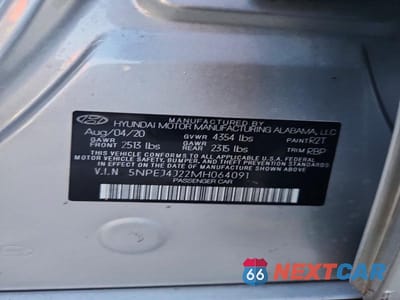 Zdjęcie 12 z 12 samochodu: 2021 HYUNDAI SONATA SEL PLUS VIN:5NPEJ4J22MH064091 - miniatura