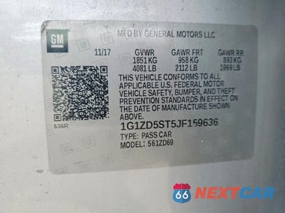 Zdjęcie 12 z 12 samochodu: 2018 CHEVROLET MALIBU LT VIN:1G1ZD5ST5JF159636 - miniatura