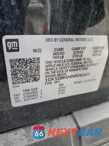 Zdjęcie 13 z 13 samochodu: 2022 GMC YUKON SLT VIN:1GKS2BKD4NR341603 - miniatura