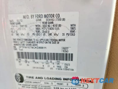 Zdjęcie 12 z 12 samochodu: 2012 FORD F150 SUPERCREW VIN:1FTFW1ET8CKD85611 - miniatura