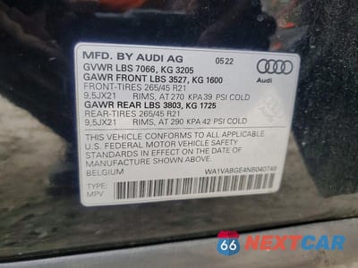 Zdjęcie 13 z 13 samochodu: 2022 AUDI E-TRON CHRONOS VIN:WA1VABGE4NB040748 - miniatura
