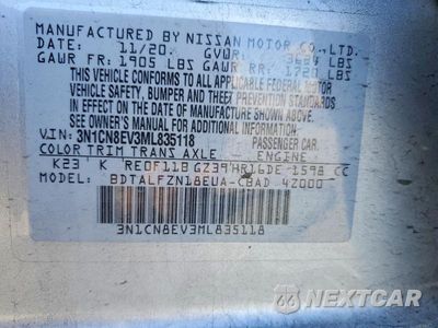 Zdjęcie 12 z 12 samochodu: 2021 NISSAN VERSA SV VIN:3N1CN8EV3ML835118 - miniatura