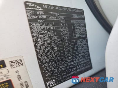 Zdjęcie 13 z 13 samochodu: 2019 JAGUAR F-PACE PREMIUM VIN:SADCJ2FX2KA609733 - miniatura