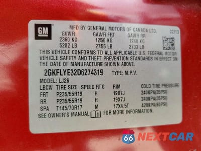 Zdjęcie 14 z 14 samochodu: 2013 GMC TERRAIN DENALI VIN:2GKFLYE32D6274319 - miniatura