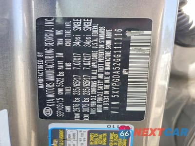 Zdjęcie 14 z 14 samochodu: 2016 KIA SORENTO LX V6 VIN:5XYPGDA52GG111116 - miniatura