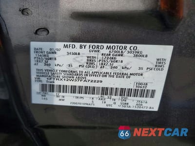Zdjęcie 12 z 12 samochodu: 2007 FORD F150 VIN:1FTRX12W37FA72229 - miniatura