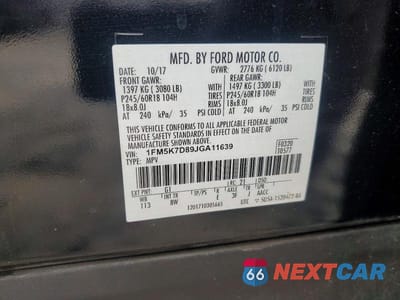 Zdjęcie 13 z 13 samochodu: 2018 FORD EXPLORER XLT VIN:1FM5K7D89JGA11639 - miniatura