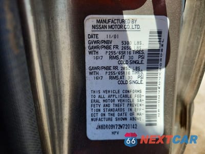 Zdjęcie 13 z 13 samochodu: 2002 NISSAN PATHFINDER SE VIN:JN8DR09Y72W720142 - miniatura