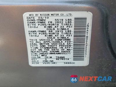 Zdjęcie 13 z 13 samochodu: 2010 INFINITI FX35 BASE VIN:JN8AS1MW6AM855271 - miniatura