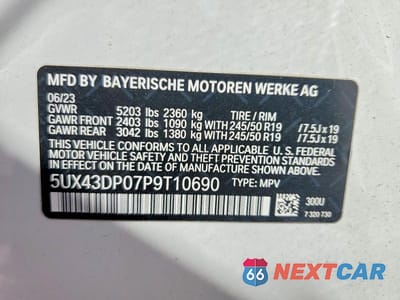 Zdjęcie 14 z 14 samochodu: 2023 BMW X3 SDRIVE30I VIN:5UX43DP07P9T10690 - miniatura