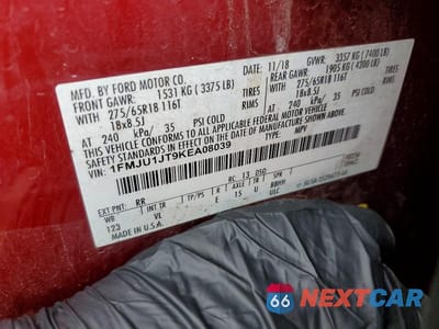 Zdjęcie 13 z 13 samochodu: 2019 FORD EXPEDITION XLT VIN:1FMJU1JT9KEA08039 - miniatura