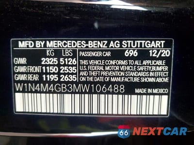 Zdjęcie 12 z 12 samochodu: 2021 MERCEDES-BENZ GLB 250 VIN:W1N4M4GB3MW106488 - miniatura