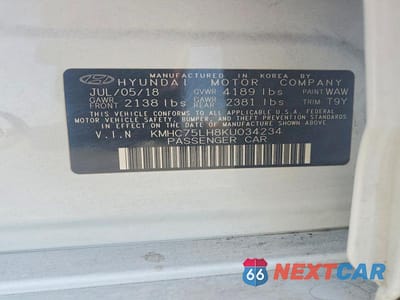 Zdjęcie 12 z 12 samochodu: 2019 HYUNDAI IONIQ ELECTRIC BASE VIN:KMHC75LH8KU034234 - miniatura