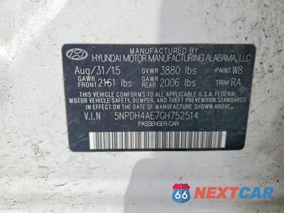 Zdjęcie 12 z 12 samochodu: 2016 HYUNDAI ELANTRA SE VIN:5NPDH4AE7GH752514 - miniatura