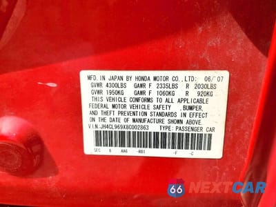 Zdjęcie 13 z 13 samochodu: 2008 ACURA TSX VIN:JH4CL969X8C002863 - miniatura