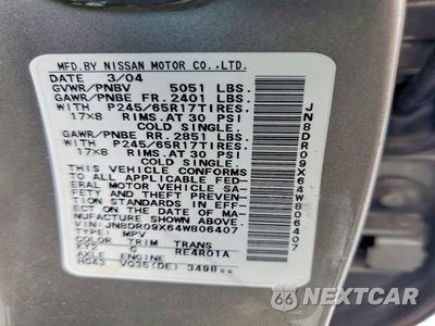 Zdjęcie 12 z 12 samochodu: 2004 NISSAN PATHFINDER SE VIN:JN8DR09X64W806407 - miniatura