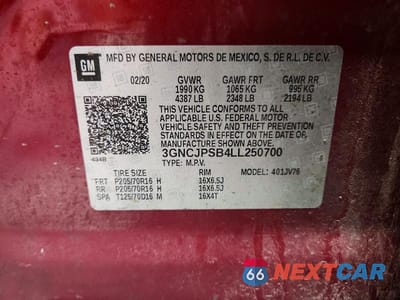 Zdjęcie 13 z 13 samochodu: 2020 CHEVROLET TRAX 1LT VIN:3GNCJPSB4LL250700 - miniatura