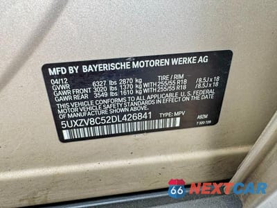 Zdjęcie 10 z 12 samochodu: 2013 BMW X5 XDRIVE50I VIN:5UXZV8C52DL426841 - miniatura