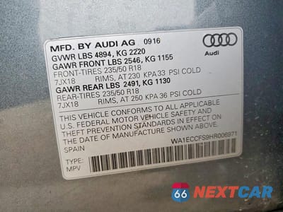 Zdjęcie 13 z 13 samochodu: 2017 AUDI Q3 PREMIUM VIN:WA1ECCFS9HR006971 - miniatura