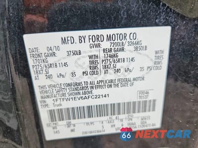 Zdjęcie 12 z 12 samochodu: 2010 FORD F150 XLT 5.4L V8 4WD VIN:1FTFW1EV6AFC22141 - miniatura