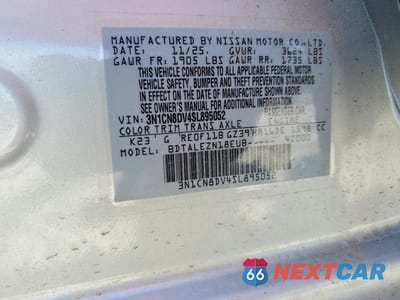 Zdjęcie 13 z 13 samochodu: 2025 NISSAN VERSA S VIN:3N1CN8DV4SL895052 - miniatura
