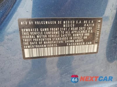 Zdjęcie 13 z 13 samochodu: 2019 VOLKSWAGEN JETTA SEL VIN:3VWEB7BU6KM189615 - miniatura