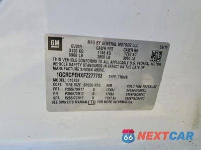 Zdjęcie 12 z 12 samochodu: 2015 CHEVROLET SILVERADO C1500 VIN:1GCRCPEHXFZ277703 - miniatura
