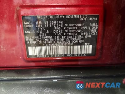 Zdjęcie 14 z 14 samochodu: 2011 SUBARU OUTBACK 2.5I PREMIUM VIN:4S4BRBGCXB3337931 - miniatura