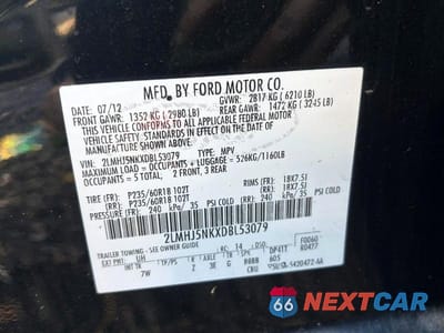 Zdjęcie 13 z 13 samochodu: 2013 LINCOLN MKT VIN:2LMHJ5NKXDBL53079 - miniatura