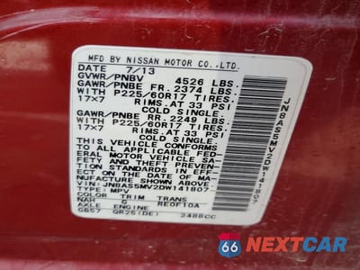 Zdjęcie 13 z 13 samochodu: 2013 NISSAN ROUGE VIN:JN8AS5MV2DW141807 - miniatura