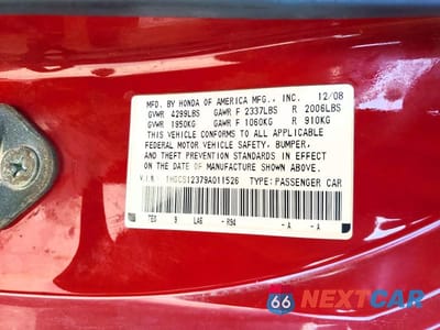 Zdjęcie 12 z 12 samochodu: 2009 HONDA ACCORD LX VIN:1HGCS12379A011526 - miniatura