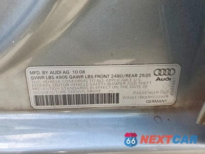 Zdjęcie 12 z 12 samochodu: 2009 AUDI A4 2.0T QUATTRO VIN:WAULF78KX9N033949 - miniatura