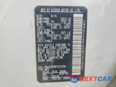 Zdjęcie 14 z 14 samochodu: 2015 NISSAN QUEST 3.5 SL VIN:JN8AE2KP6F9131034 - miniatura