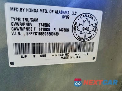 Zdjęcie 12 z 12 samochodu: 2009 HONDA RIDGELINE RTL VIN:5FPYK16589B500130 - miniatura