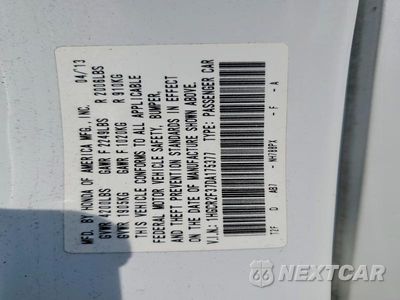 Zdjęcie 12 z 12 samochodu: 2013 HONDA ACCORD VIN:1HGCR2F37DA175377 - miniatura