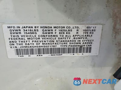 Zdjęcie 12 z 12 samochodu: 2017 HONDA FIT LX VIN:JHMGK5H59HS021787 - miniatura
