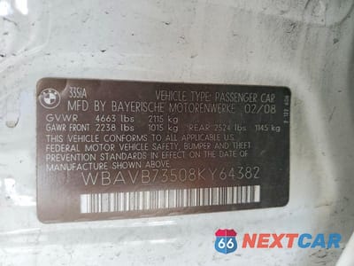 Zdjęcie 12 z 12 samochodu: 2008 BMW 335 I VIN:WBAVB73508KY64382 - miniatura