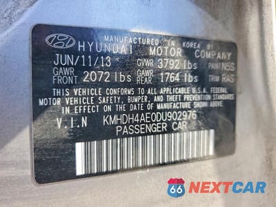 Zdjęcie 12 z 12 samochodu: 2013 HYUNDAI ELANTRA GLS VIN:KMHDH4AE0DU902976 - miniatura