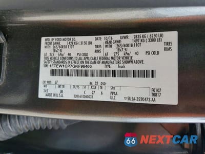 Zdjęcie 12 z 12 samochodu: 2016 FORD F150 SUPERCREW VIN:1FTEW1CP7GKF96466 - miniatura