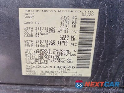 Zdjęcie 13 z 13 samochodu: 2020 NISSAN MURANO SL VIN:5N1AZ2CS2LN140640 - miniatura