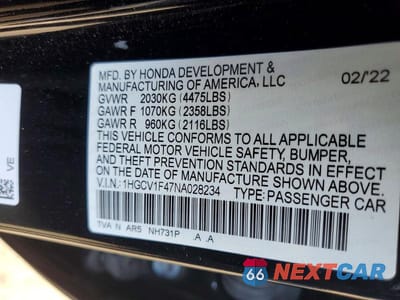Zdjęcie 12 z 12 samochodu: 2022 HONDA ACCORD VIN:1HGCV1F47NA028234 - miniatura