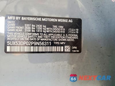 Zdjęcie 12 z 12 samochodu: 2023 BMW X3 XDRIVE30I VIN:5UX53DP02P9N56311 - miniatura