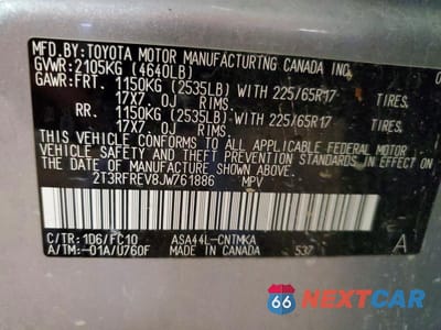 Zdjęcie 13 z 13 samochodu: 2018 TOYOTA RAV4 XLE VIN:2T3RFREV8JW761886 - miniatura