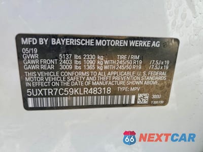 Zdjęcie 13 z 13 samochodu: 2019 BMW X3 SDRIVE30I VIN:5UXTR7C59KLR48318 - miniatura