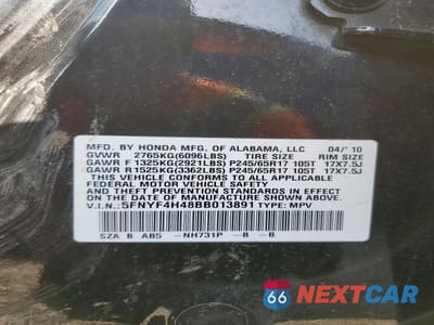 Zdjęcie 13 z 13 samochodu: 2011 HONDA PILOT EX VIN:5FNYF4H48BB013891 - miniatura