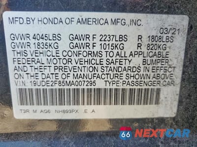 Zdjęcie 12 z 12 samochodu: 2021 ACURA ILX PREMIUM A-SPEC VIN:19UDE2F85MA007295 - miniatura