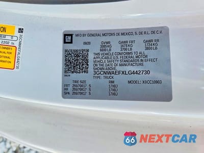 Zdjęcie 13 z 13 samochodu: 2020 CHEVROLET SILVERADO C1500 VIN:3GCNWAEFXLG442730 - miniatura