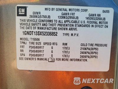 Zdjęcie 12 z 12 samochodu: 2005 CHEVROLET TRAILBLAZER VIN:1GNDT13SX52336852 - miniatura