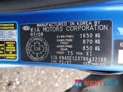Zdjęcie 12 z 12 samochodu: 2008 KIA RIO EX 4DR VIN:KNADE123786432168 - miniatura