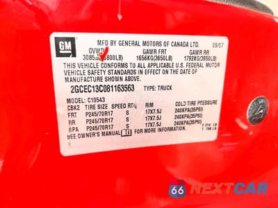 Zdjęcie 12 z 12 samochodu: 2008 CHEVROLET SILVERADO C1500 VIN:2GCEC13C081163563 - miniatura